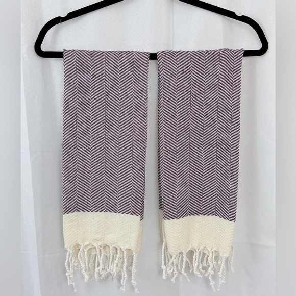 Ephesus Other - Turkish Burgundy (Orchid) and Cream Geometric Houndstooth Patterned Towel Set